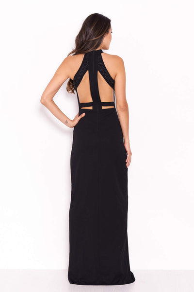 Black Sequin Panel Detailing Maxi Dress With Thigh Split – AX Paris
