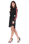 Black Shirt Dress With Stripe Detail And Tie Waist