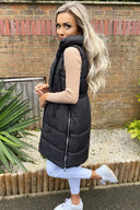 Black Side Zip Hooded Gilet