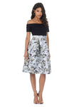 Black/Silver Contrast 2 In 1 Floral Dress