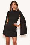 Black Sparkle Split Sleeve Bodycon Dress