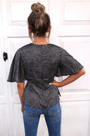 Black Spotty Flared Blouse