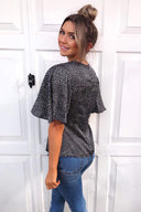 Black Spotty Flared Blouse