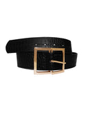 Black Squared Gold Buckle Snakeskin Belt