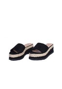Black Suede Platform Slip On Sandals