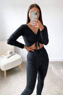 Black Tie Crop Top Lounge Set