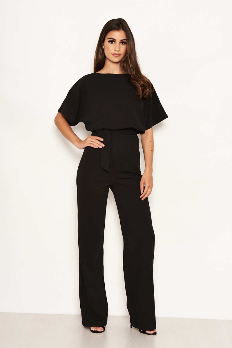 Black Tie Waist Jumpsuit