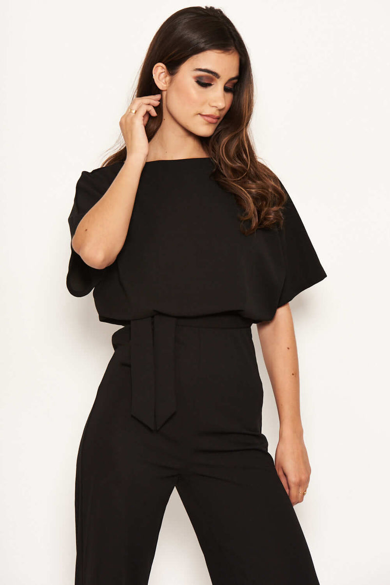 Black Tie Waist Jumpsuit