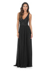 Black V Front Lace Top Maxi Dress