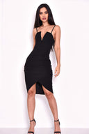 Black V Front Strappy Bodycon Dress