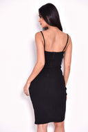 Black V Front Strappy Bodycon Dress