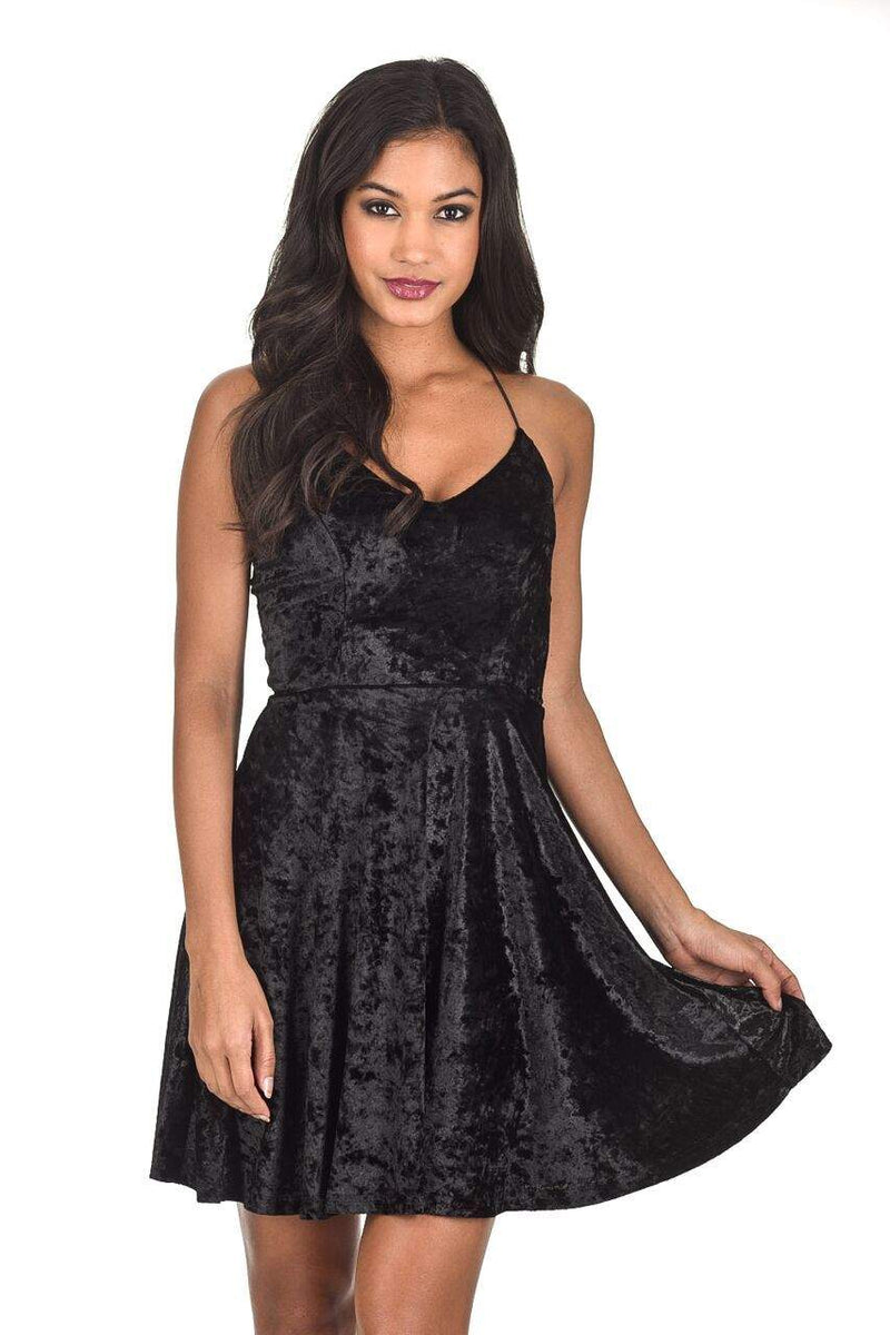 Black velvet skater dress shop