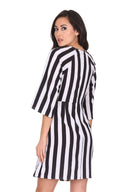 Black & White Striped Tie Waist Dress