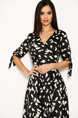 Black Wrap Around Print Maxi Dress – AX Paris