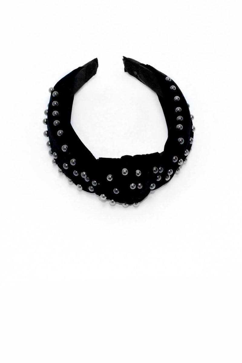 Black Velvet Studded Knot Headband