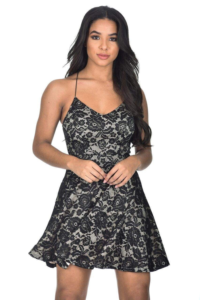 black strappy skater dress Black Strappy Square Neck Skater D... - Buy Online