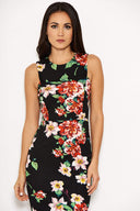 Black Floral Bodycon Dress