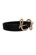 Black Chunky Snake Buckle Belt