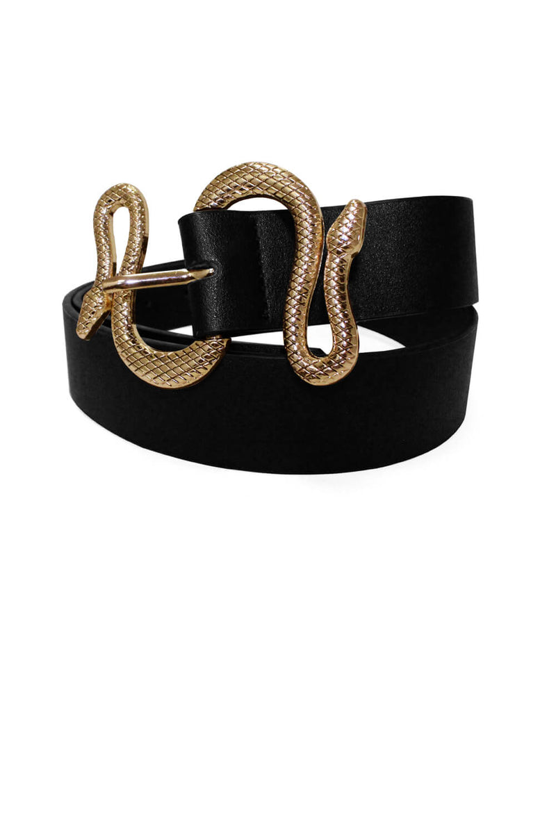 Black Chunky Snake Buckle Belt