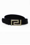 Black Geo Leather Belt