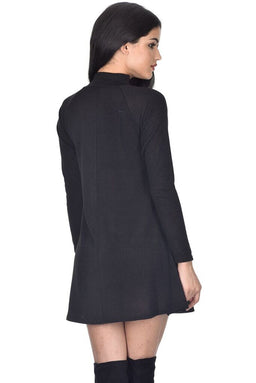 Black Knitted Mini Swing Dress