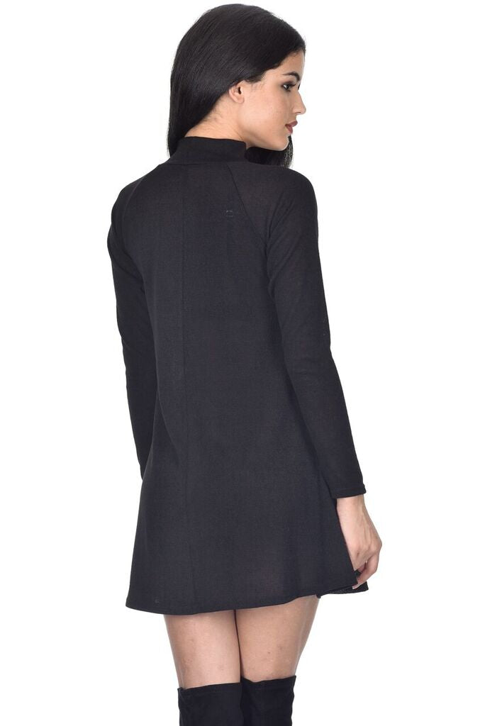 Black Knitted Mini Swing Dress AX Paris Black Knitted Mini Swing Dress AX Paris