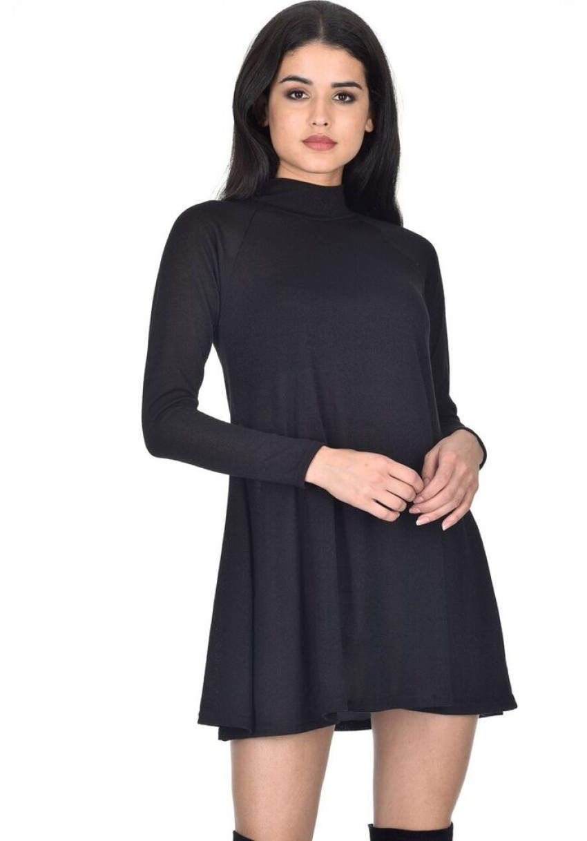 Black Knitted Mini Swing Dress AX Paris