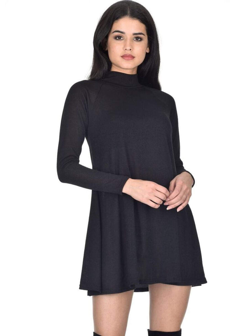 Black Knitted Mini Swing Dress AX Paris Black Knitted Mini Swing Dress AX Paris