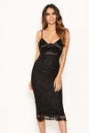 Black Lace Bodycon Midi Dress