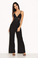 Black Lace Top Wide Leg Jumpsuit