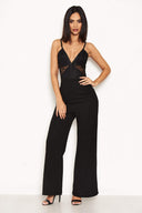 Black Lace Top Wide Leg Jumpsuit