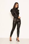 Black Satin Puff Sleeve Top