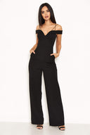 Black Strappy Off The Shoulder Jumpsuit