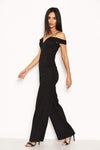 Black Strappy Off The Shoulder Jumpsuit