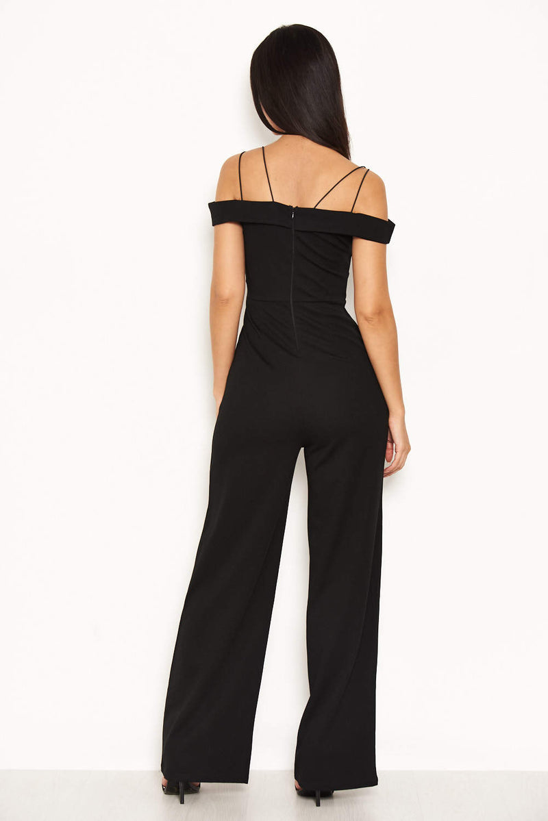 Black Strappy Off The Shoulder Jumpsuit