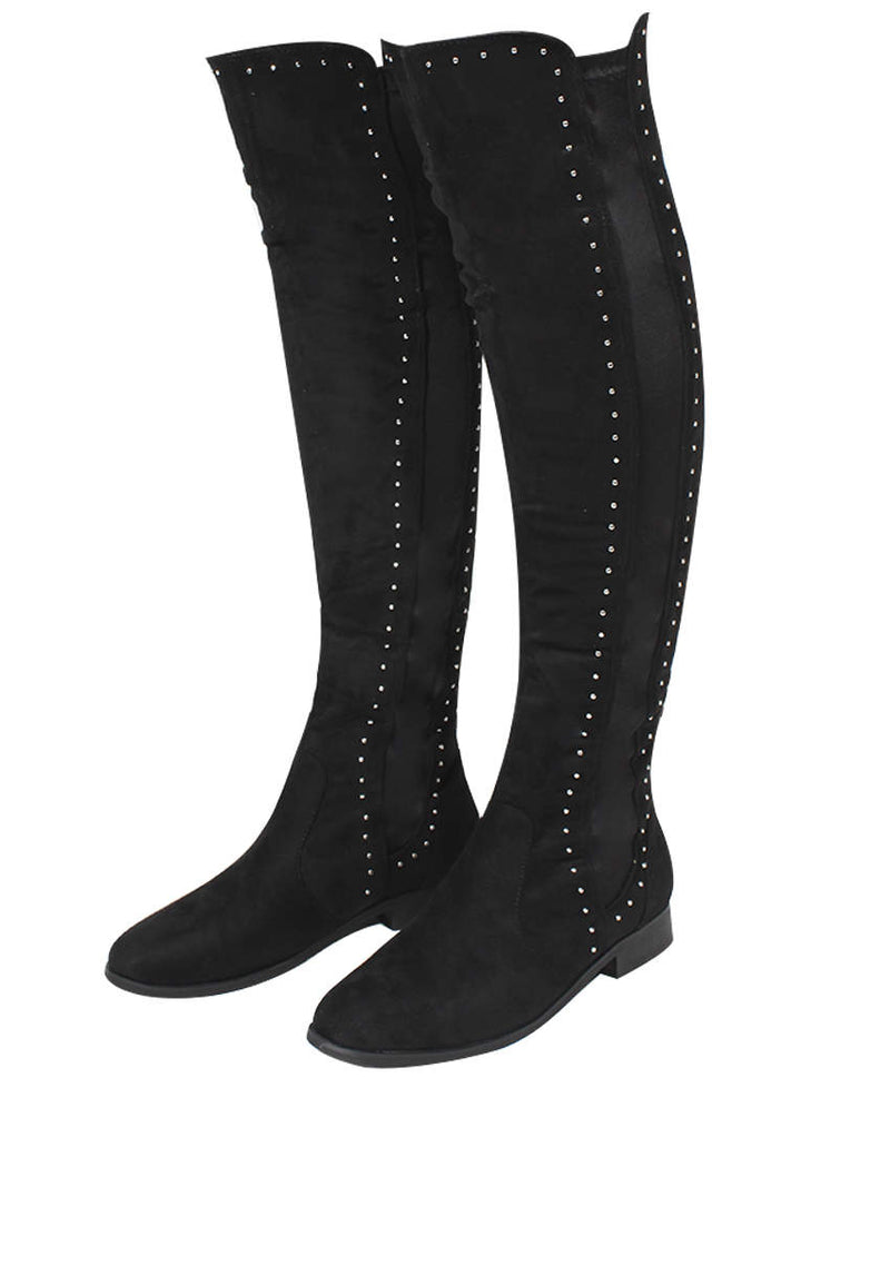 Black studded over store the knee boots