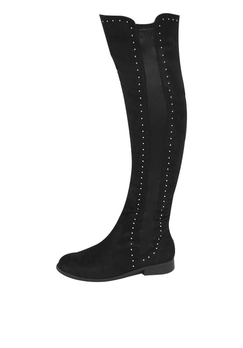 Black studded over 2024 the knee boots