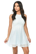 Blue A Line Dress With Mesh Detail