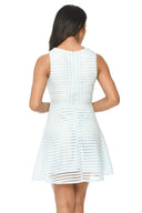 Blue A Line Dress With Mesh Detail