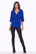 Blue Belted Waist Top