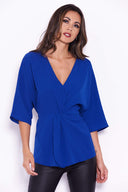 Blue Belted Waist Top