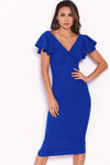 Blue Bow Front Midi Dress