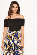 Blue Chain Print Bardot Jumpsuit