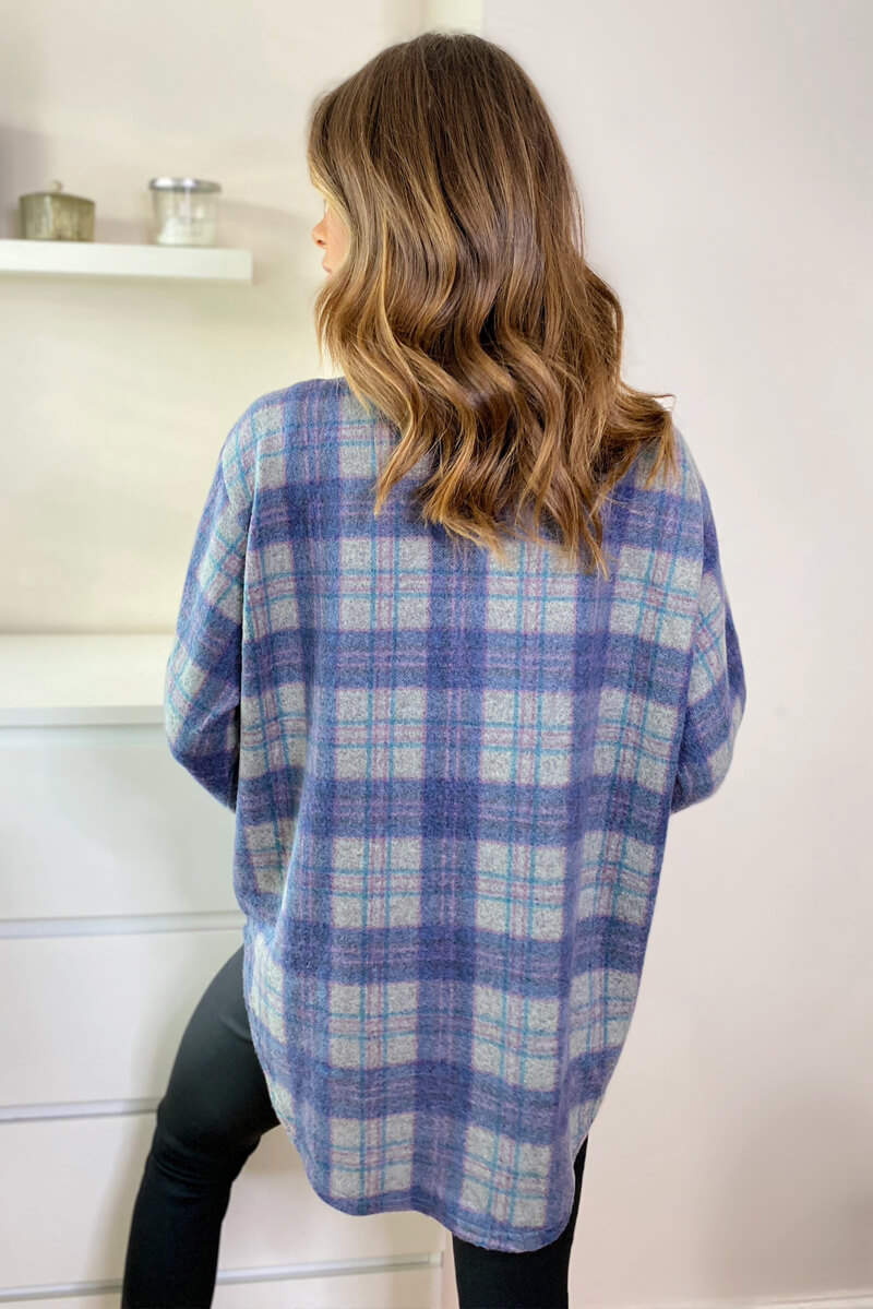 Blue Checked Oversized Shirt