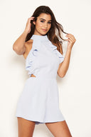 Blue Frilled Cut Out Playsuit