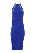 Blue Mesh Detail Bodycon Dress