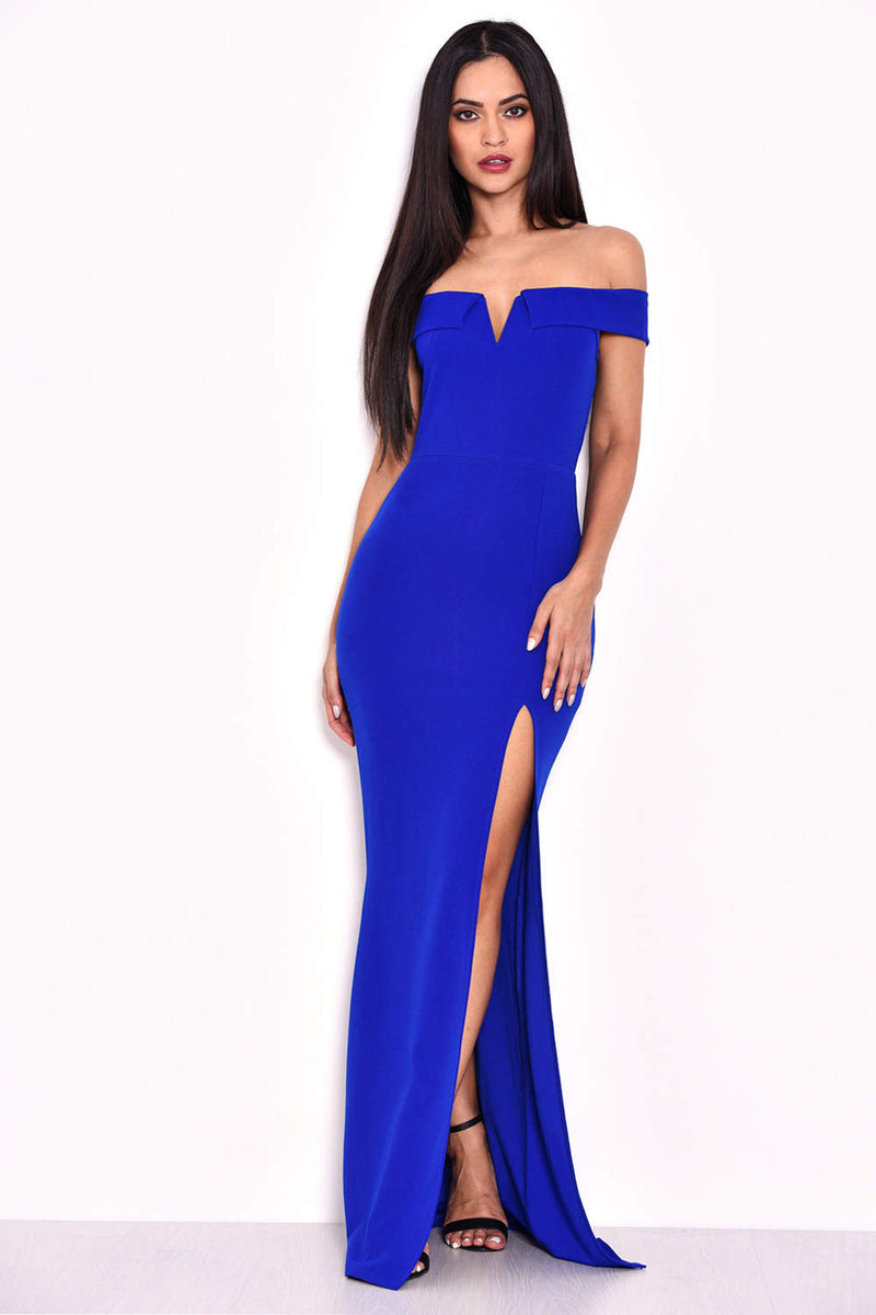 Blue Off The Shoulder Maxi Dress AX Paris
