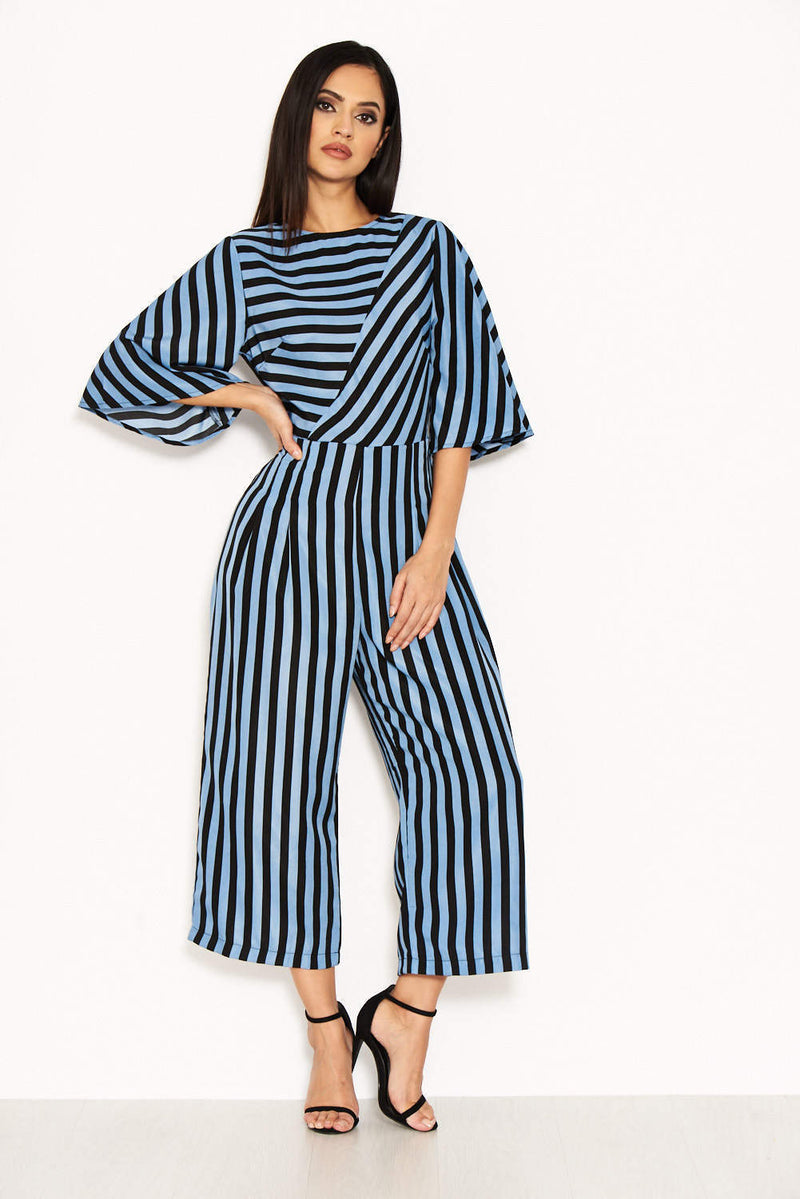 Blue Stripe Culotte Jumpsuit