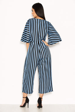Blue Stripe Culotte Jumpsuit