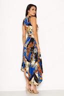 Blue Scarf Print Maxi Dress